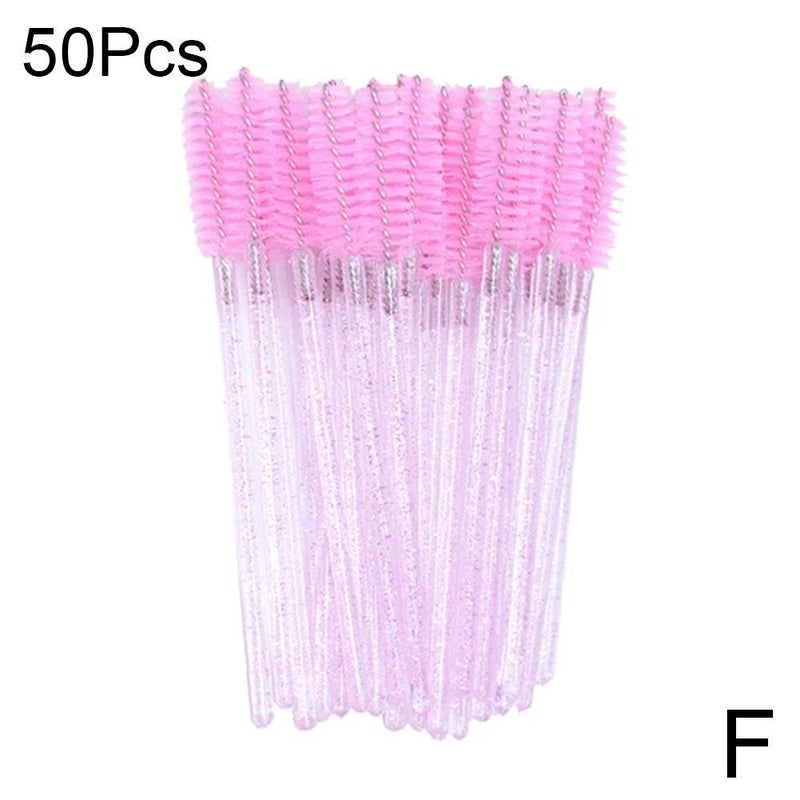Crystal-shaped colored eyelash comb, eyelash brush, eyebrow brush, portable eyelash brush, multi-purpose small brush, 50 brushes per pack
